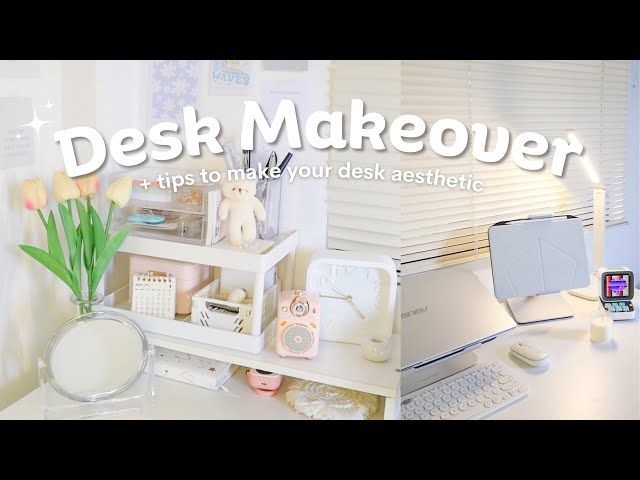 AESTHETIC DESK MAKEOVER 2023 l + Tips/ Ways to make your desk aesthetic (Unboxing Divoom speaker)