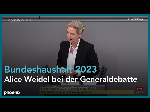 Alice Weidel bei der Generaldebatte zum Bundeshaushalt 2023 am 23.11.22