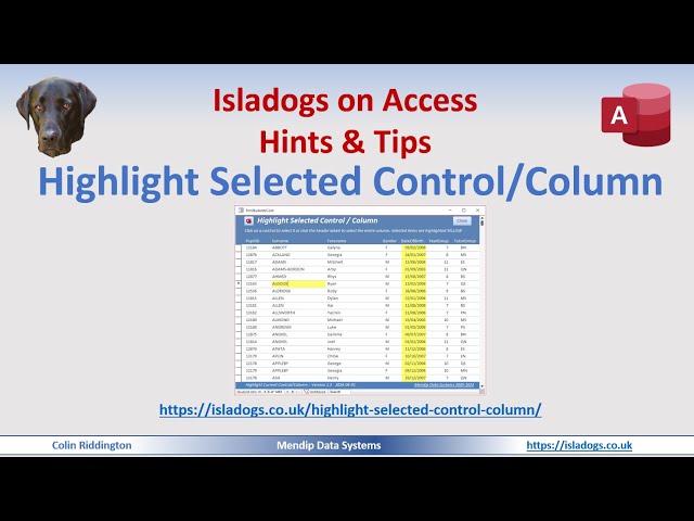 Highlight Selected Control or Column in Continuous Forms