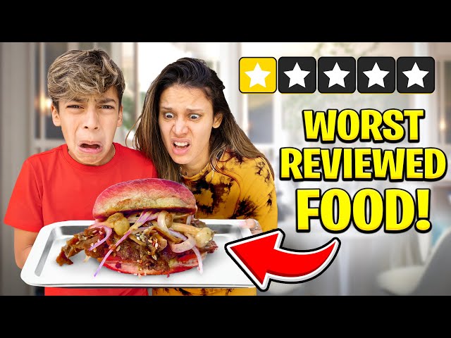 EATING at the WORST REVIEWED RESTAURANTS For 24 Hours!! 🤢