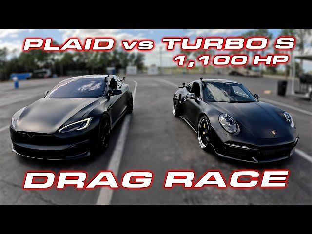 1,000+ HP Porsche Turbo S vs Tesla Plaid and World Record McLaren Spider 1/4 Mile