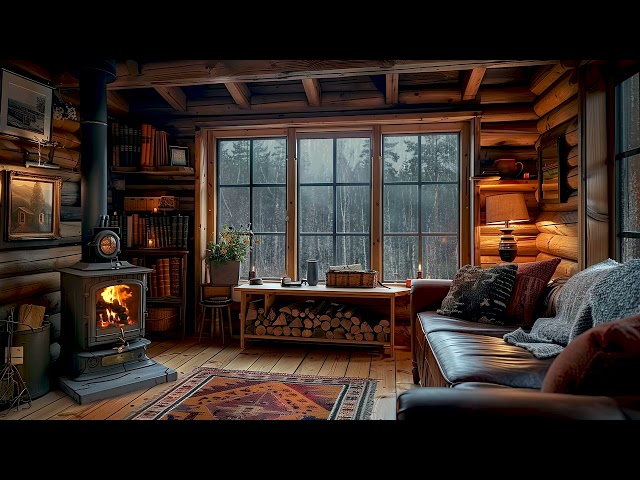 Cozy Cabin Ambience with Rain and Fireplace Sounds for Sleeping, Reading, & Relaxation