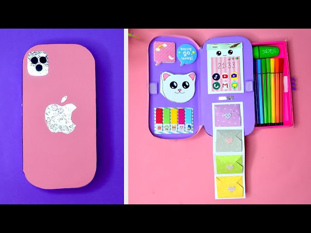 how to make а pencil box form  cardboard // diy Iphone 12 Pro Max Notebook Organizer