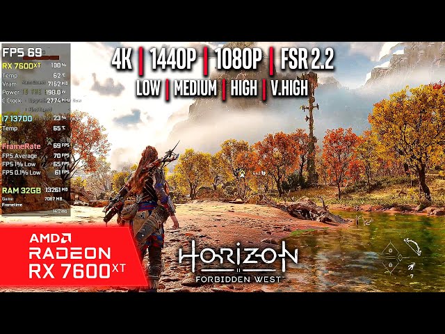 RX 7600 XT | Horizon Forbidden West - 4K, 1440p, 1080p, FSR 2.2, XeSS - V.High, High, Med, Low