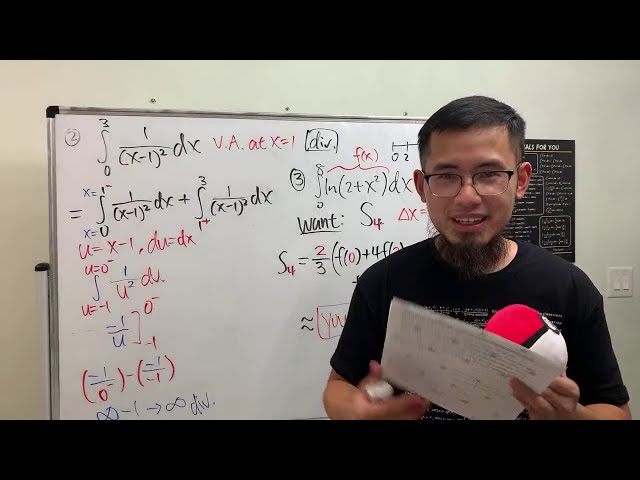 Solving My Calc 2 Exam#2 (improper integrals, approximating integrals, & separable diff eq)