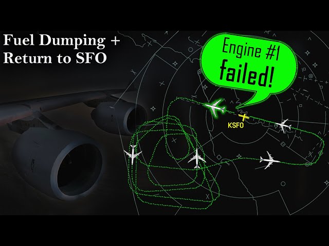Lufthansa A340 has ENGINE ISSUES AT SAN FRANCISCO | Dumps Fuel Offshore