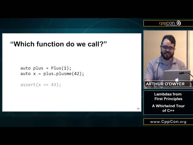 CppCon 2015: Arthur O'Dwyer “Lambdas from First Principles: A Whirlwind Tour of C++"”