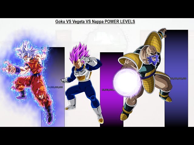 Goku VS Vegeta VS Nappa POWER LEVELS All Forms - DBZ / DBS