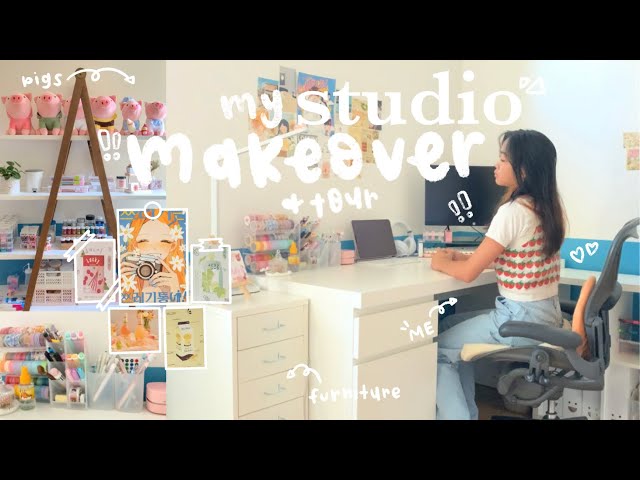 my studio makeover 🍰🌿🧺 [ikea, daiso, aliexpress haul + organizing stationery, ft. Yunzii]
