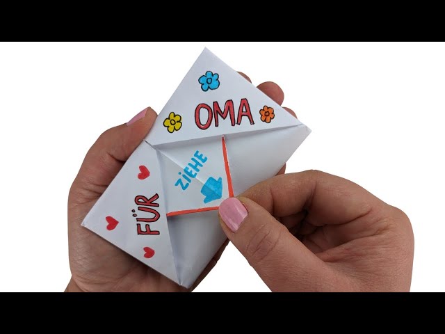 DIY - Surprise Message Card For Grandma. Pull Tab Origami Envelope Card. Gifts for grandma
