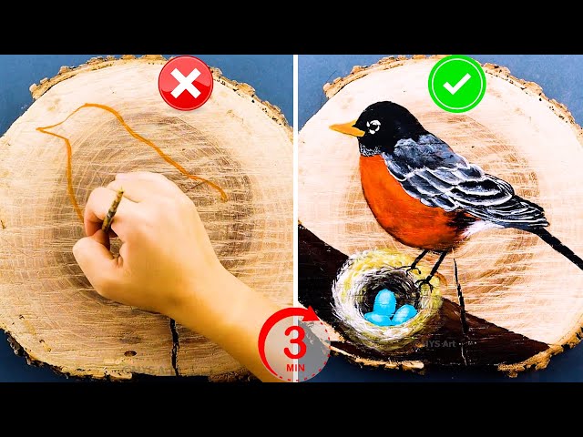 How To Paint Bird in 3 Minutes Step by Step for beginners 😍 | Acrylic Painting Techniques