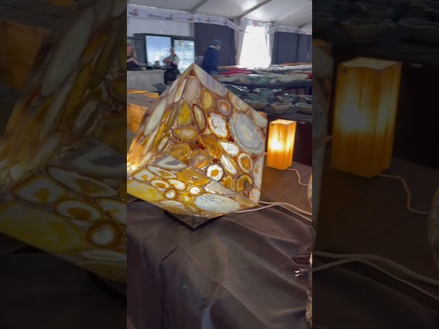 Beautiful Agate Slice Crystal Lamp