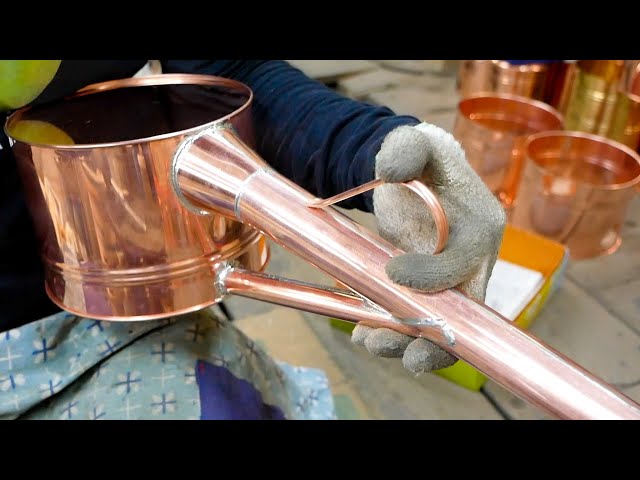 Amazing Japanese watering can craftsmen! The process of making a copper drizzle!