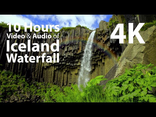 4K UHD 10 hours - Icelandic Waterfall & audio - relaxing, meditation, nature