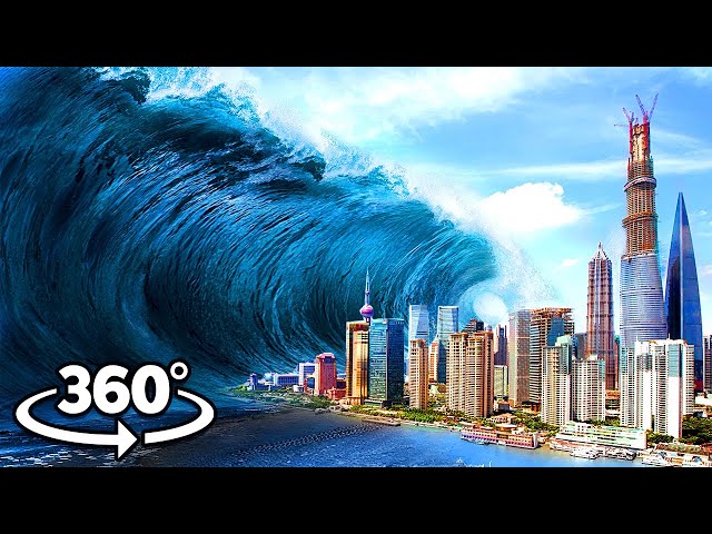360 TSUNAMI WAVE HITS THE BEACH - How to Survive a Natural Disaster VR 360 Video