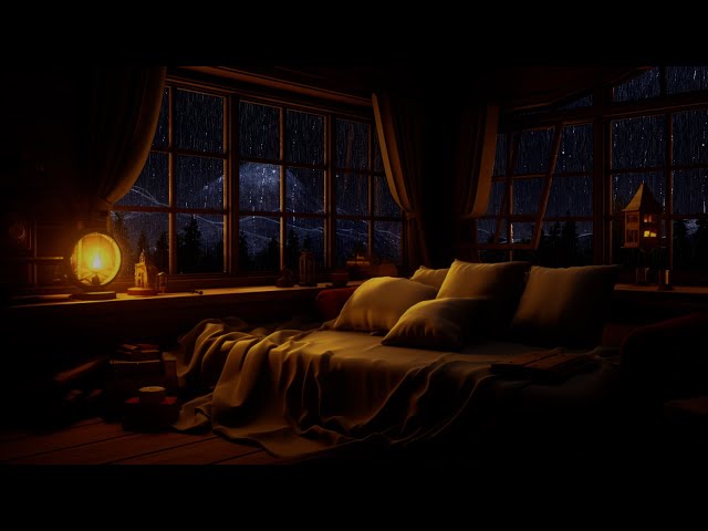 Goodbye Insomnia | Relieve Stress With The Relaxing Sound Of Rain And Warm Lights