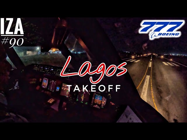 B777 LOS 🇳🇬 Lagos | TAKEOFF 36R | 4K Cockpit View | ATC & Crew Communications