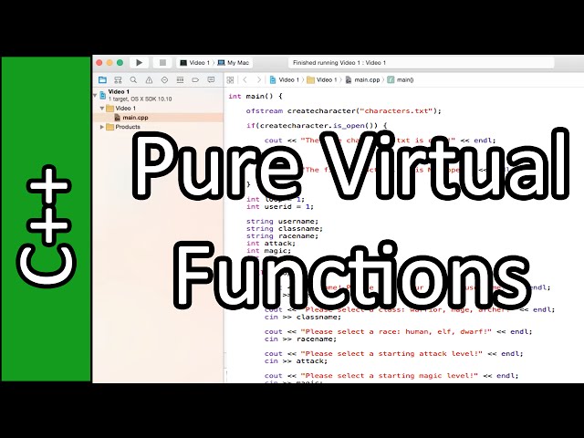 Pure Virtual Functions and Abstract Classes - C++ Programming Tutorial #45 (PC / Mac 2015)