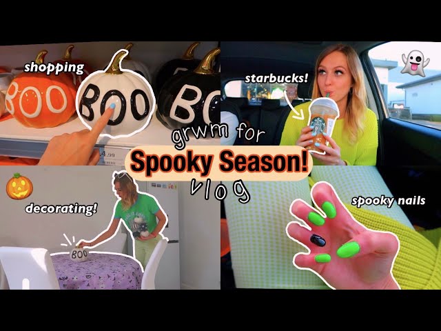 SPOOKY SEASON VLOG!👻🎃 (halloween shop with me, starbucks, spooky nails, decorating my house!🫢)