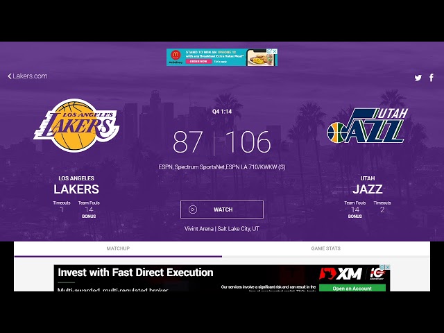 Los Angeles Lakers vs Utah Jazz Scoreboard - LIVE