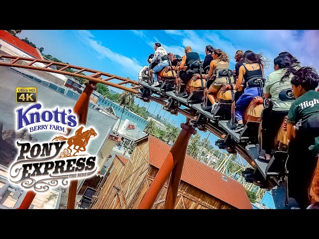 2023 Pony Express Roller Coaster On Ride Back Seat 4K POV Knott's Berry Farm