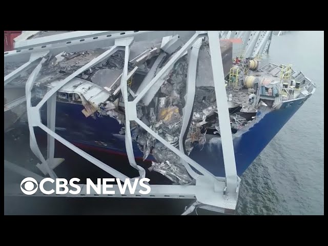 Inside look at massive salvaging effort at Baltimore bridge collapse site