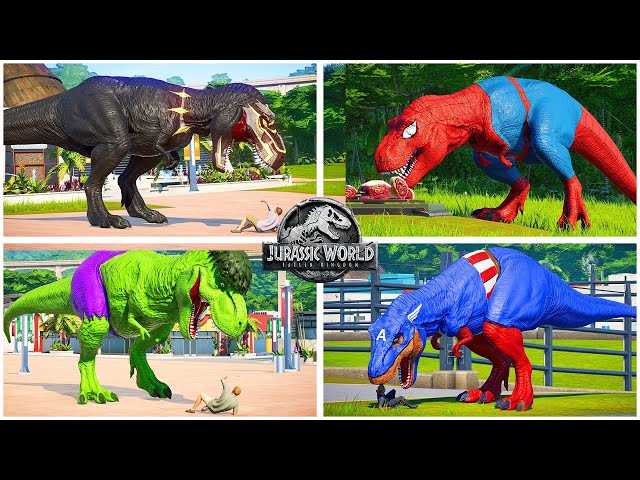T-Rex vs NEW Triceratops vs Spinosaurus Dinosaurs Fighting Dino Color Pack Jurassic World Evolution