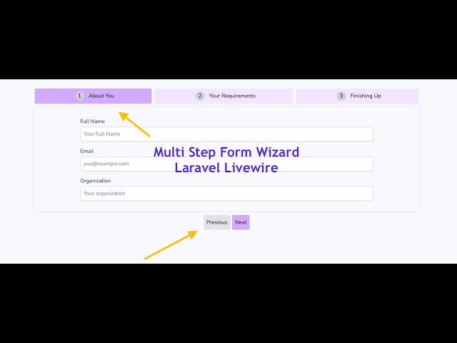 Multi Step Form Wizard using Livewire and TailwindCSS