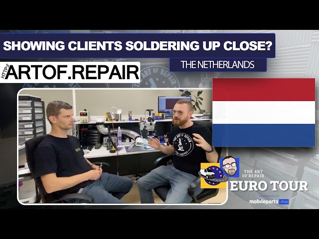 🔬❤️🇳🇱  Soldering infront of Clients! | iPhone Repair Twente | Shop Visits | 2021 Euro Tour #3