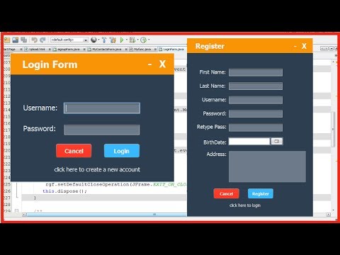 login and register form in java