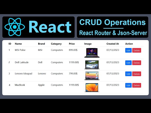 CRUD Operations using React and Json Server : Create Read Update and Delete | ReactJS | React Router