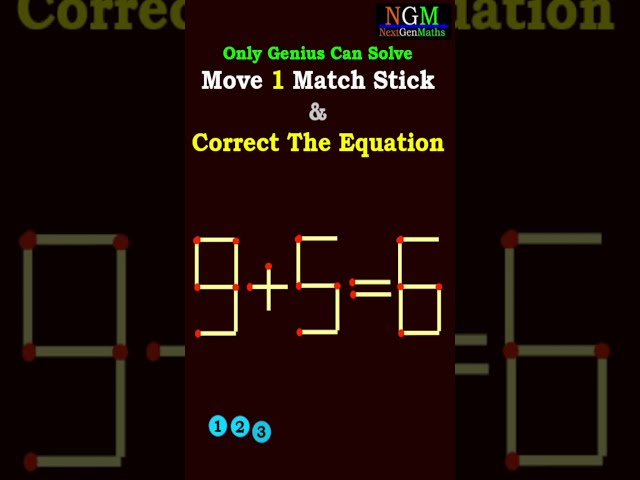 #viralshorts #shorts #trending #matchstick  PUZZLE 101 Move 1 Match Stick & Correct The Equation