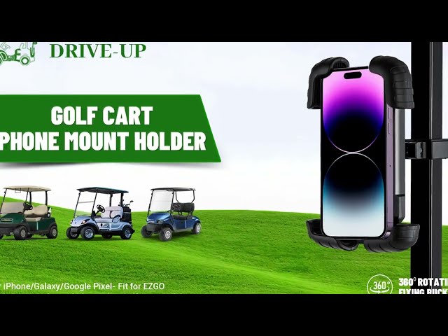 Drive-up Golf Cart Phone Holder- Product showcase and installation steps