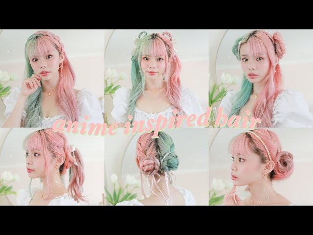 6 CUTE & EASY anime inspired hairstyles 🌸🌿 your name, utena, violet evergarden, code geass + more!