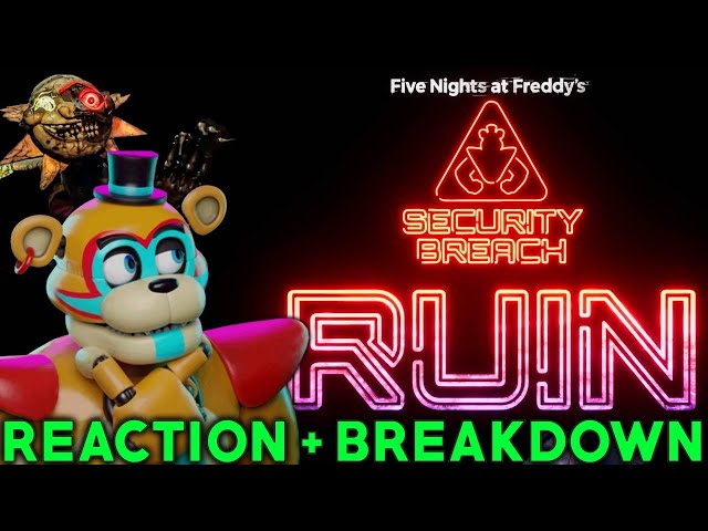 FNAF: Security Breach Ruin DLC GAMEPLAY TRAILER BREAKDOWN + REACTION! (Five Nights at Freddy's LIVE)