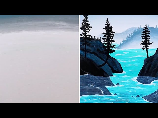 How to Paint Simple Bay in 3 Minutes Step by Step for beginners 😍 | Acrylic Painting Techniques