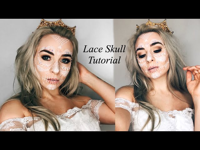 Easy White Lace Skull Halloween Tutorial! AD