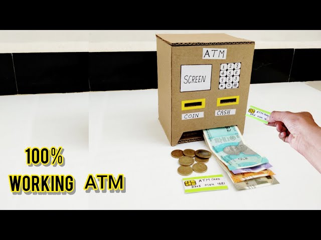 How to make cardboard ATM machine || ATM मशीन कैसे बनाएं || Diy cardboard atm machine #carboardatm