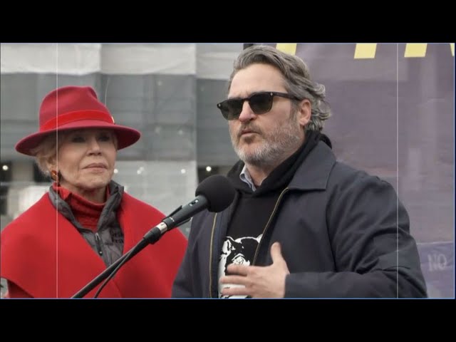"Joker'' star Joaquin Phoenix protests climate change with Jane Fonda