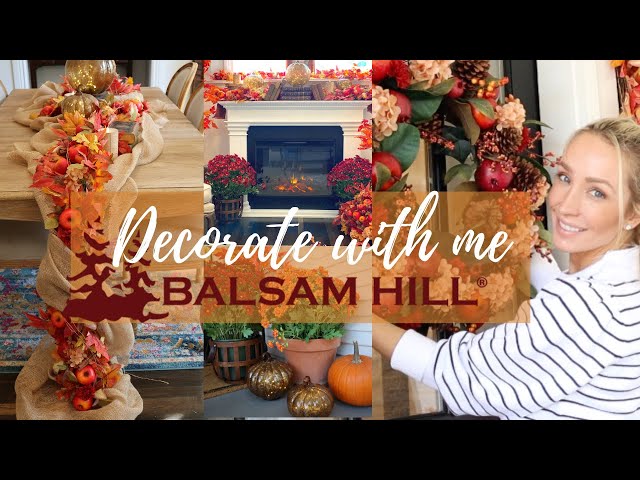 FALL DECORATE WITH ME // DECORATING FRONT PORCH, FIREPLACE MANTEL AND DINING ROOM WITH BALSAM HILL