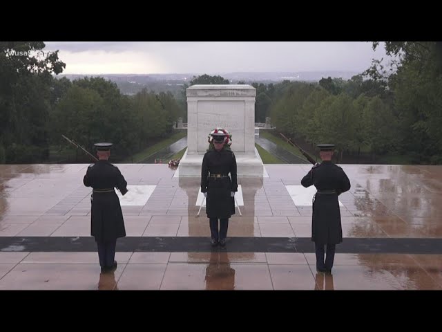 Through severe storms, sentinels at the Tomb of the Unknown Soldier keep watch
