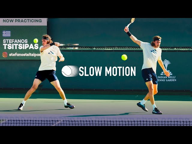 Stefanos Tsitsipas | Forehand Backhand Slow Motion [2023 IW]