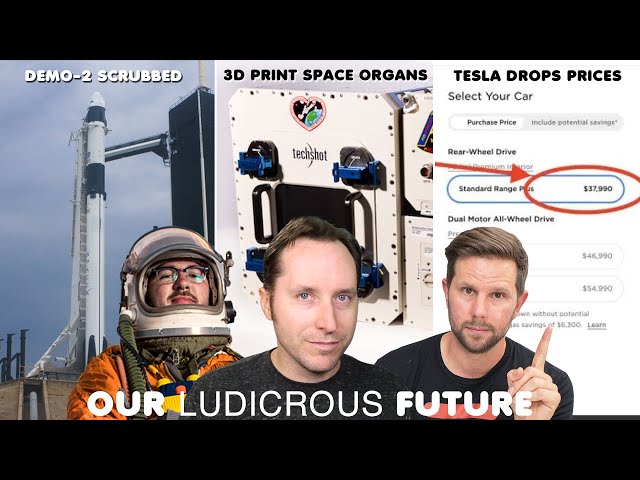 Tesla Slashes Prices Again, NASA SpaceX Demo2 Dud, 3d Printed Organs in Space - Ep 86