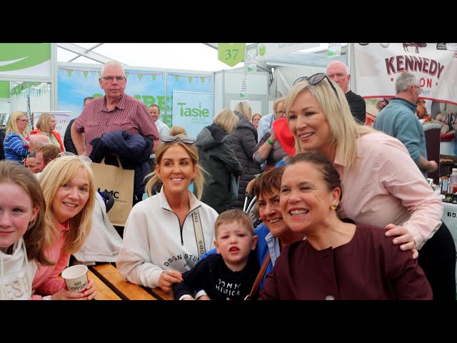 Mary Lou McDonald and Michelle O'Neill enjoy the day at the Balmoral show