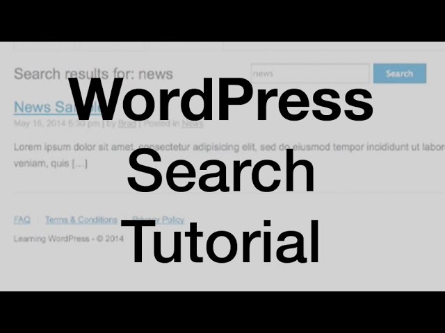 WordPress Search Theme Tutorial