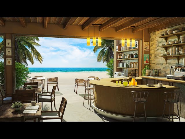 Relaxing Jazz Music and Soothing Sea Waves Sounds in a Seaside Coffee Shop | Cafe by the Sea