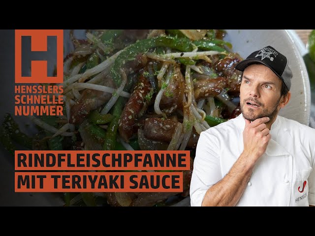 Schnelles Rindfleischpfanne mit Sojasprossen und Teriyaki Sauce Rezept von Steffen Henssler