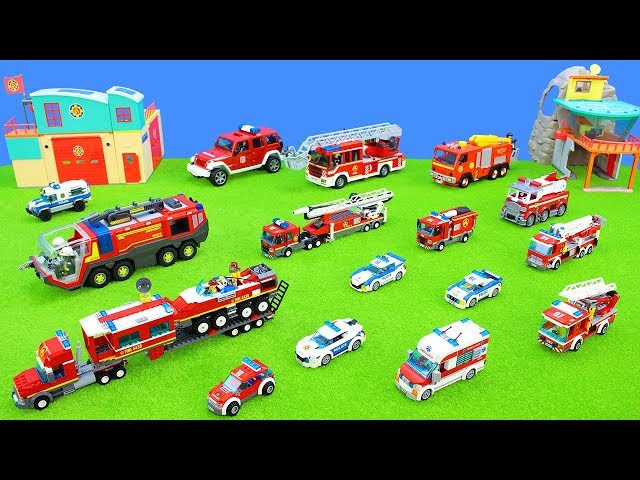 Fire Trucks & Police Cars: Lego City & Duplo, Fireman Sam, Playmobil | Toy Unboxing for Kids