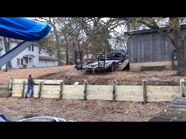 4'x50' Wooden Retaining Wall with Deadman Anchors  HD 1080p