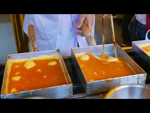 Japan Street Food - JAPANESE OMELETTE Tamagoyaki ダシ巻き玉子焼